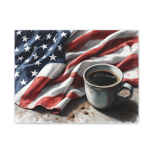 American Flag, Patriotic Canvas Wall Art Print, 16” X 12”