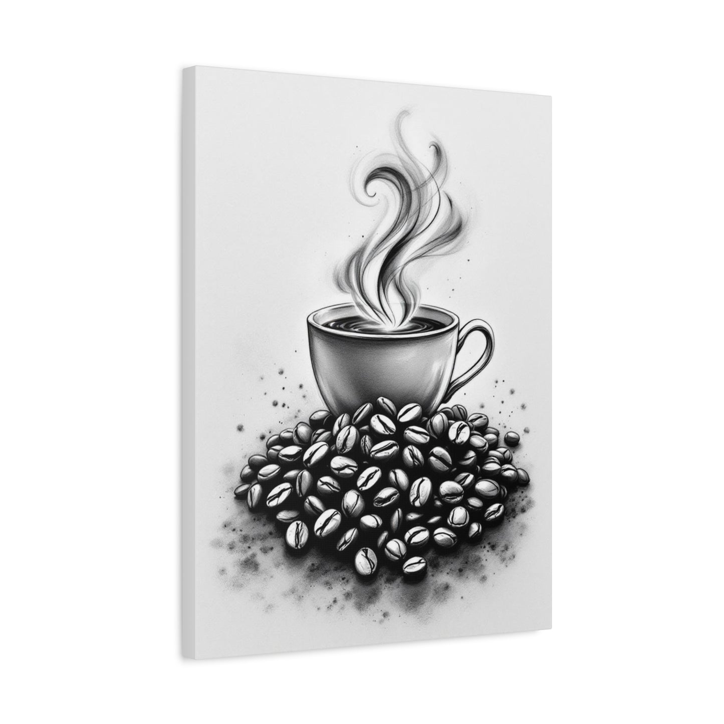 Coffee Art Matte Wall Art Canvas Print, Black and White Wall Art, Coffee Shop Decor, 18" X 24"