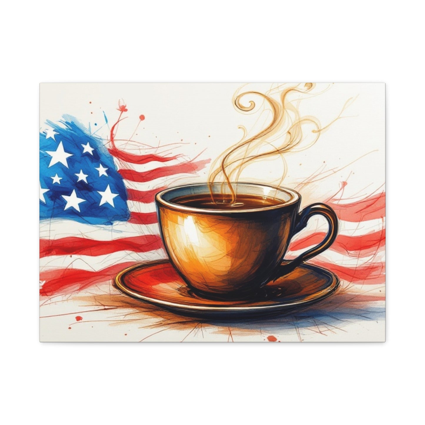 Patriotic Coffee Lovers Canvas Wall Art, 24” X 18”