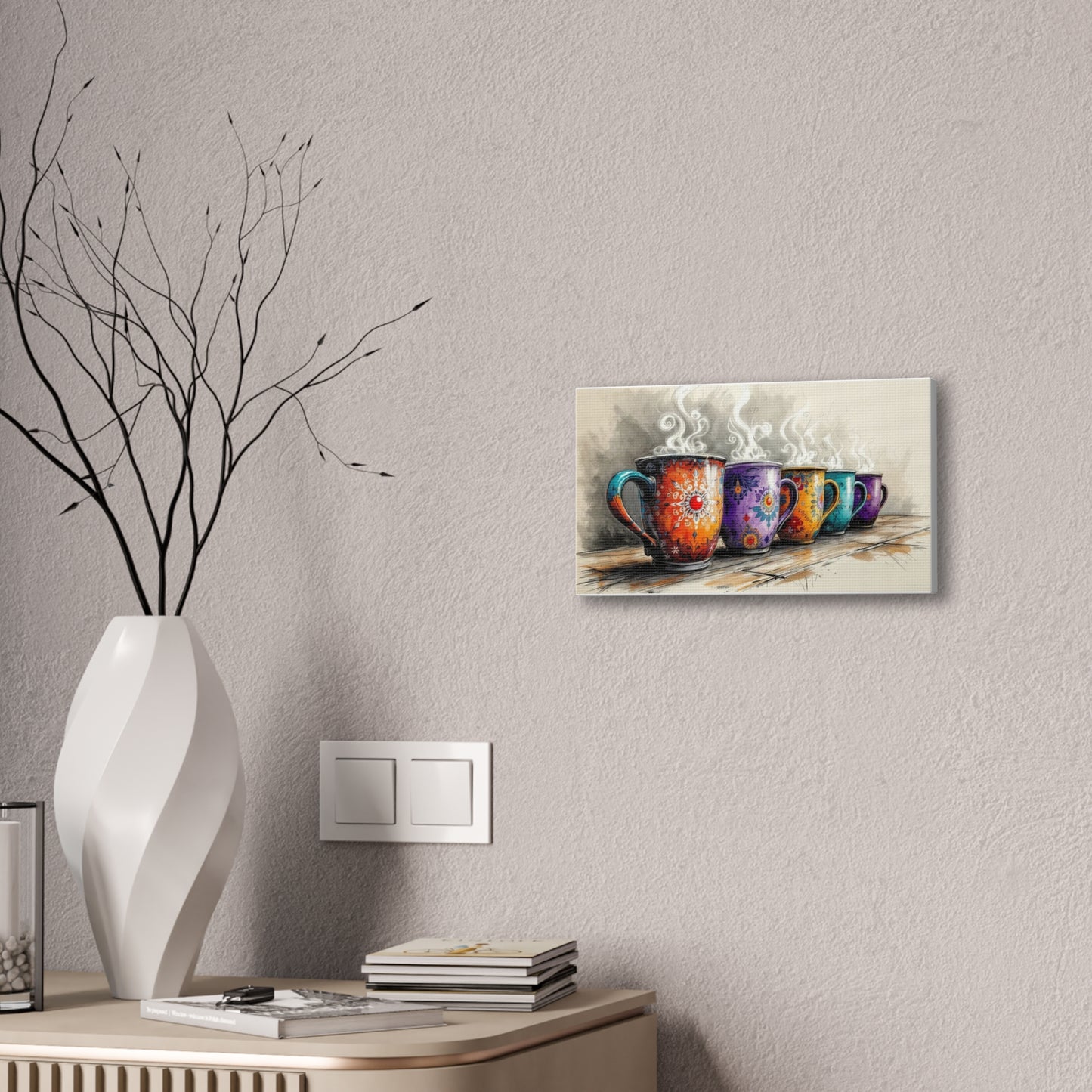 Coffee Mug Canvas Wall Art Print (2 of 3), 14" X 8"