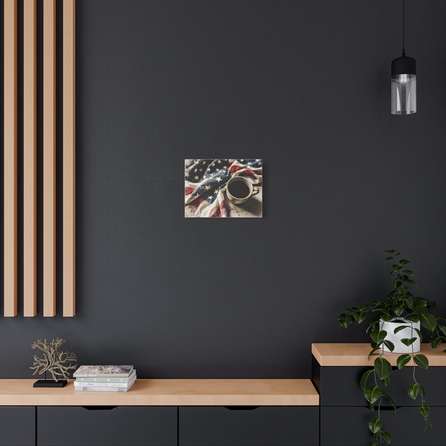 Patriotic American Flag, Coffee Canvas Wall Art Print, 16” X 12”
