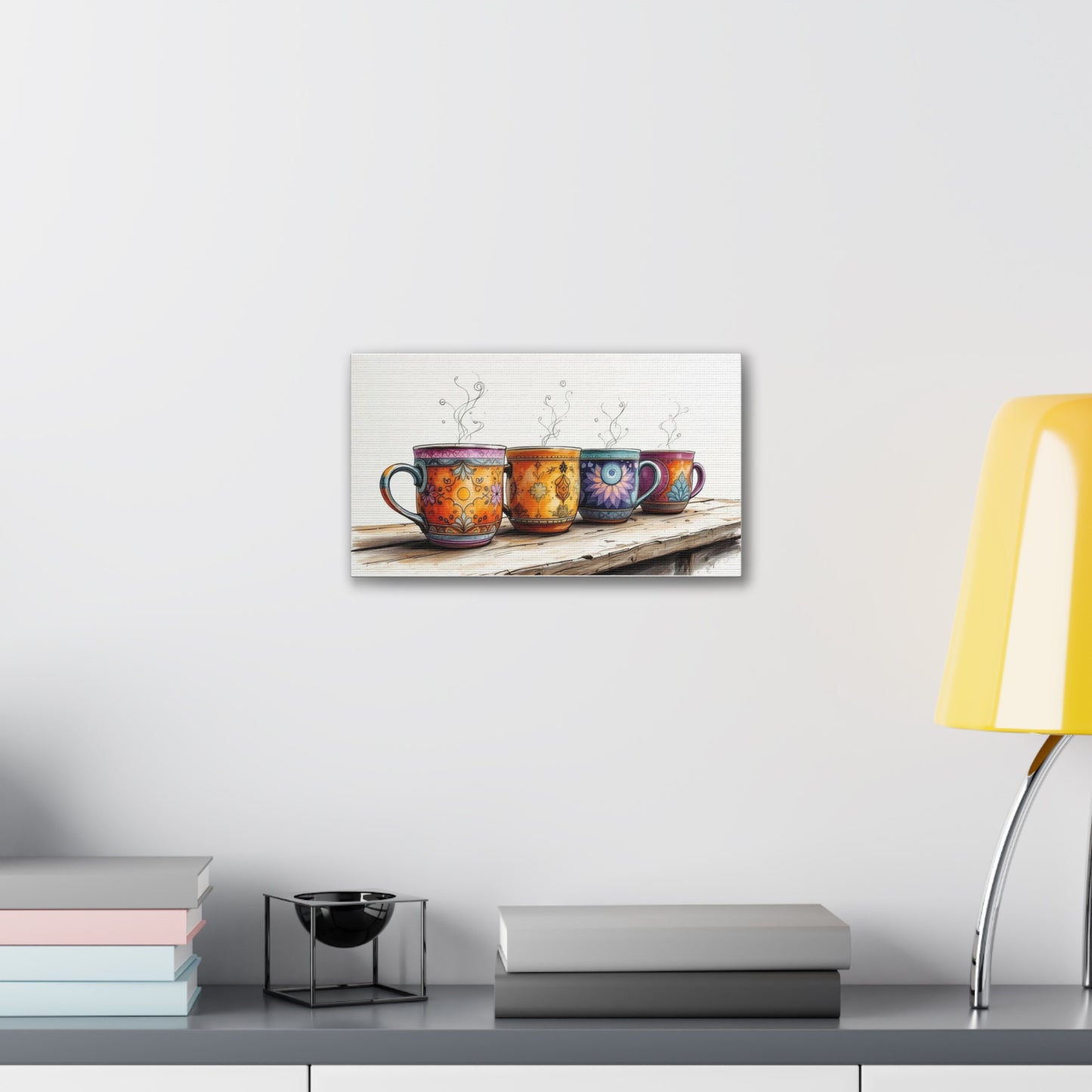 Coffee Mug Print Canvas Wall Art Print (1 of 3), 14" X 8"