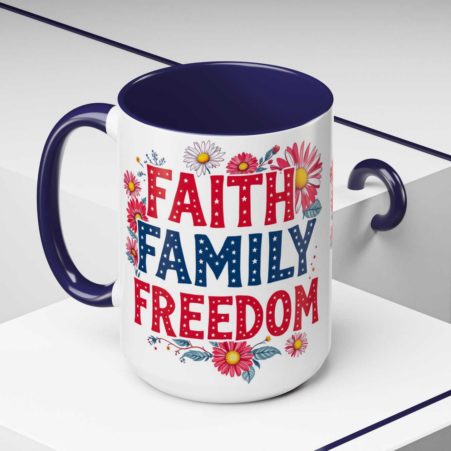 Faith Family Freedom Floral Coffee Mug, Large 15oz