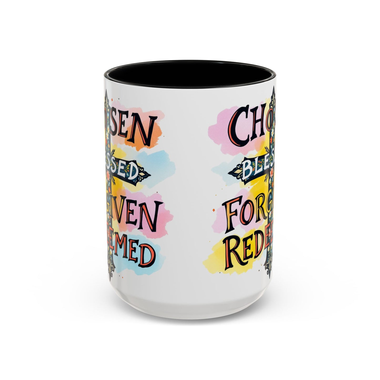Faith-Inspired Coffee Mug, Chosen, Blessed, Forgiven, Redeemed, Large 15oz