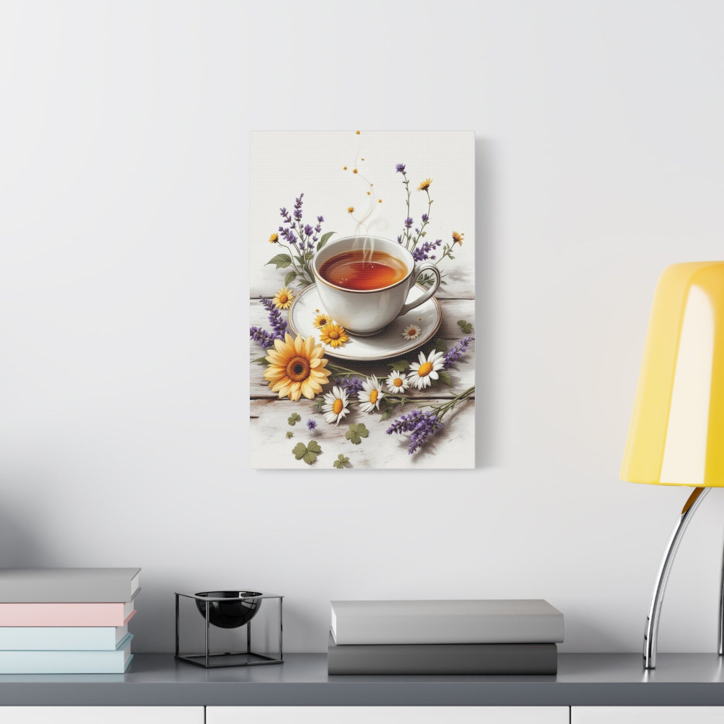 Floral Tea Canvas Wall Art Print, 12” X 18”