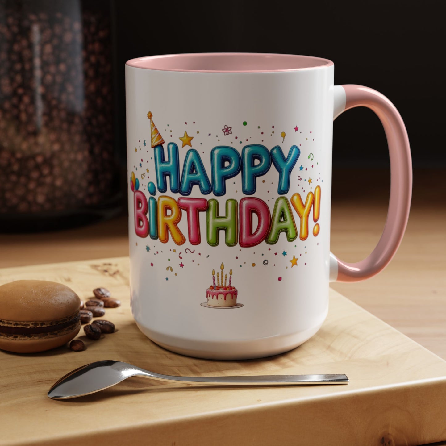 Happy Birthday Coffee Mug, 2 color choices available, Large 15oz