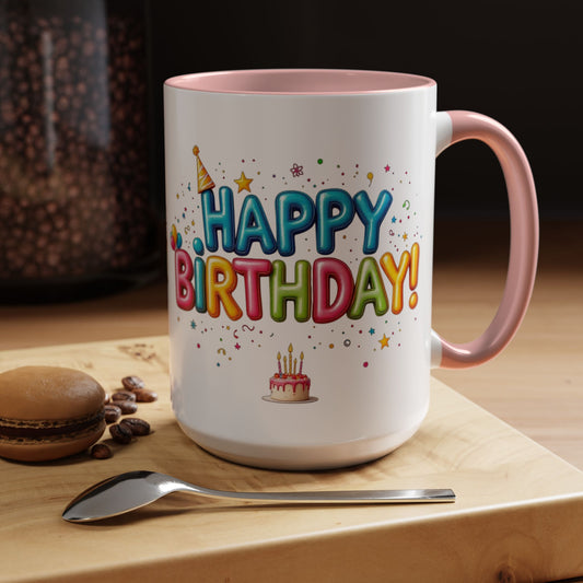 Happy Birthday Coffee Mug, 2 color choices available, Large 15oz