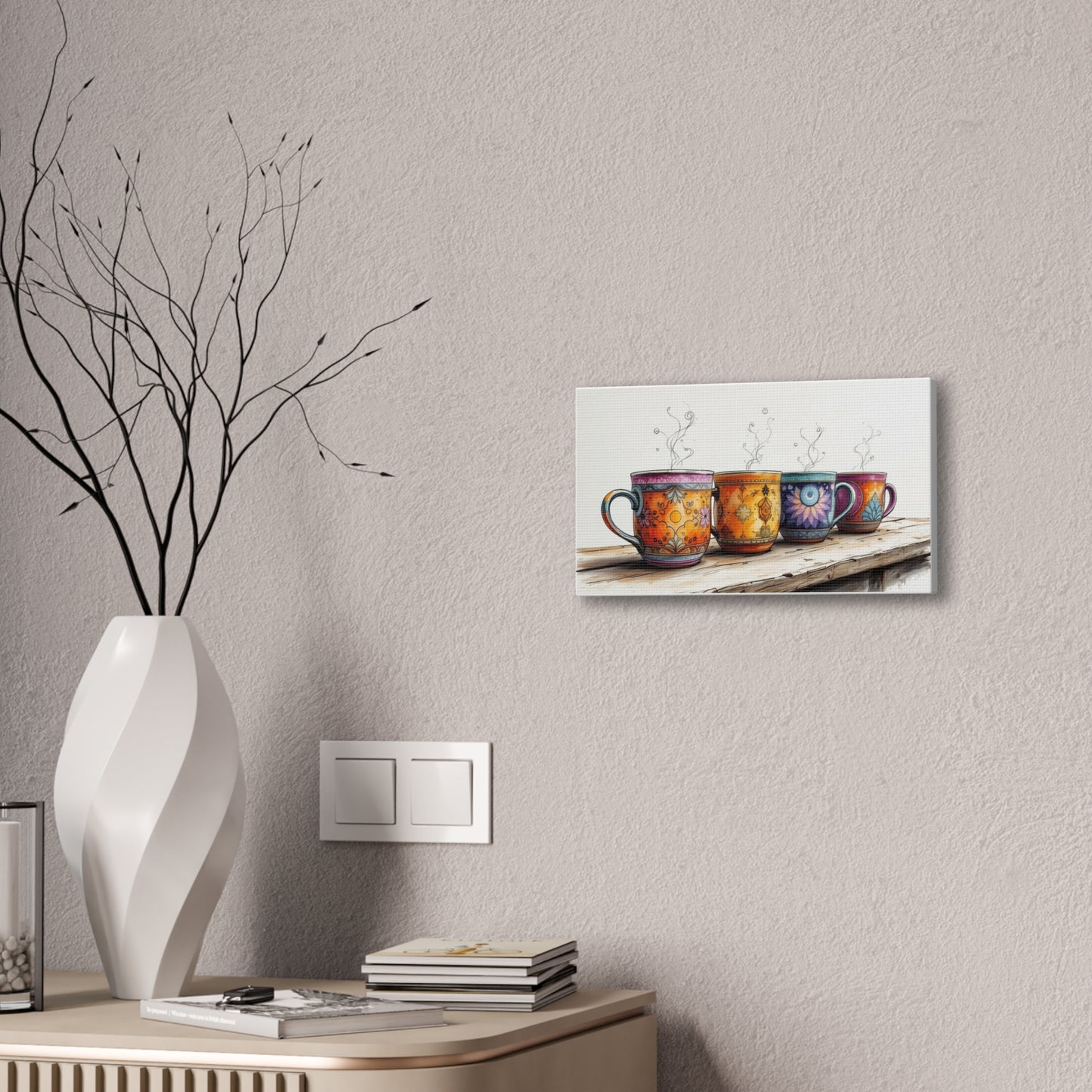 Coffee Mug Print Canvas Wall Art Print (1 of 3), 14" X 8"