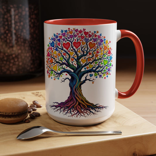 Rainbow Heart Tree Mug, Large 15oz