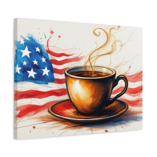 Patriotic Coffee Lovers Canvas Wall Art, 24” X 18”