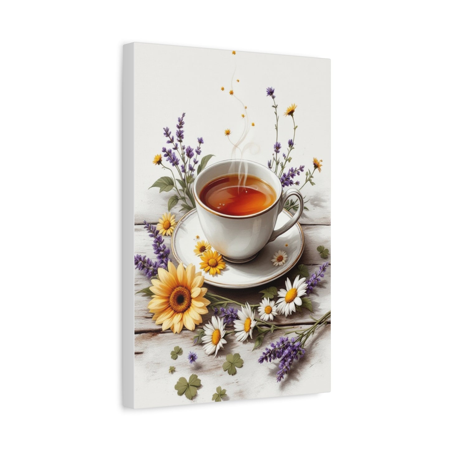 Floral Tea Canvas Wall Art Print, 12” X 18”
