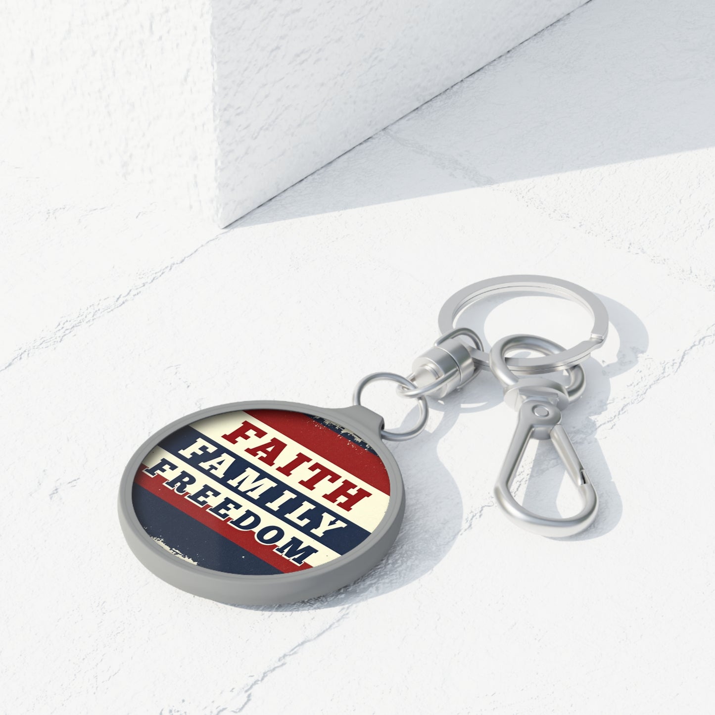 Faith Family Freedom Keyring Tag
