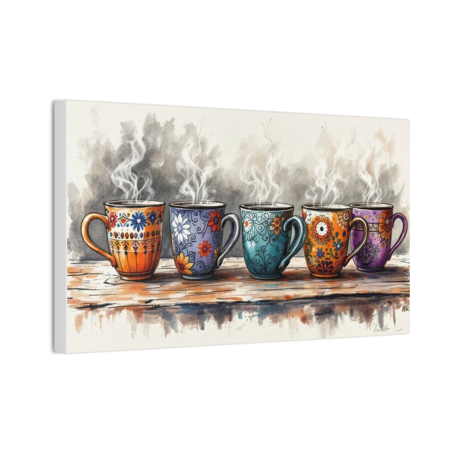 Coffee Mug Print Canvas Wall Art Print (3 of 3), 14” X 8”
