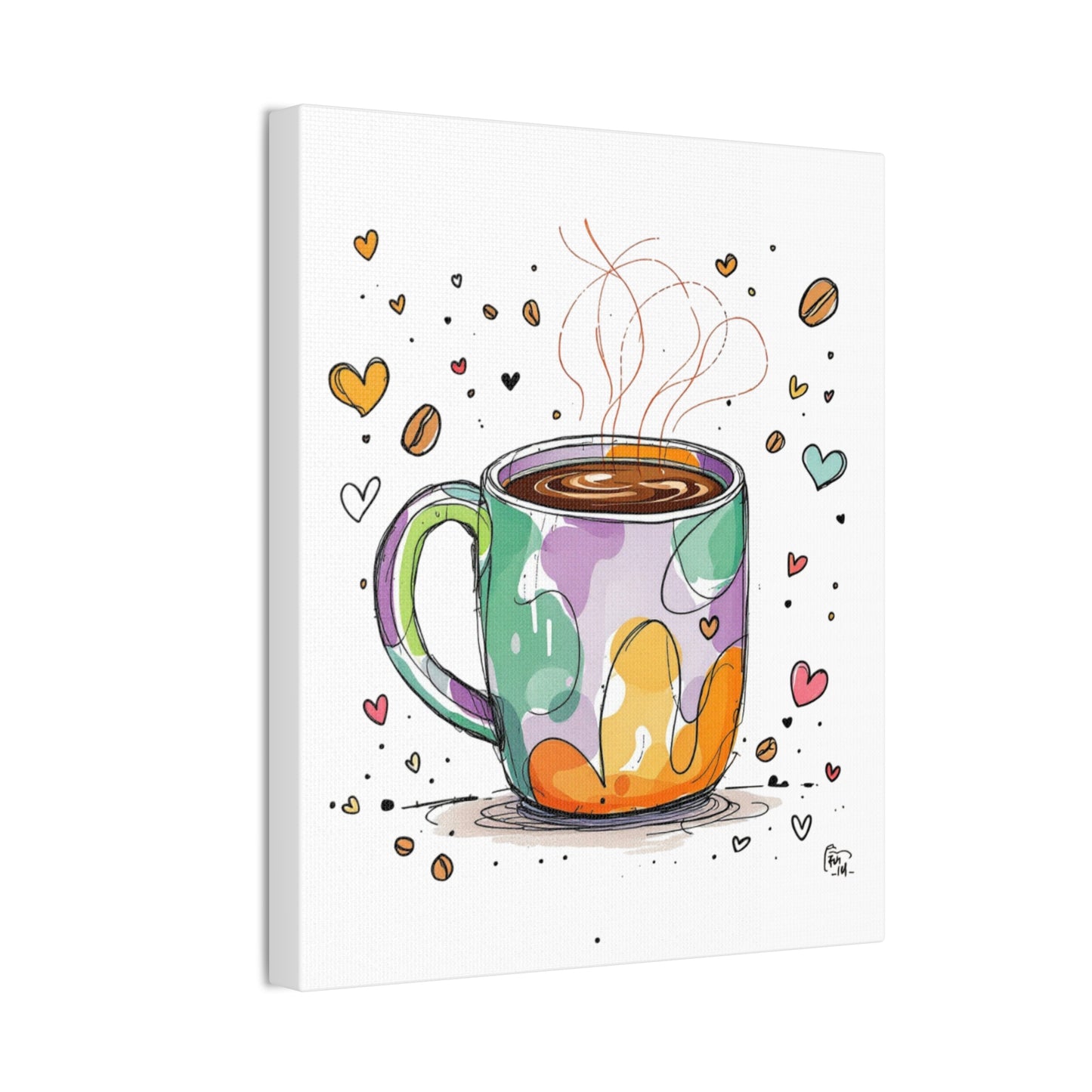 Colorful Mug Canvas Wall Art Print, 10" X 12"
