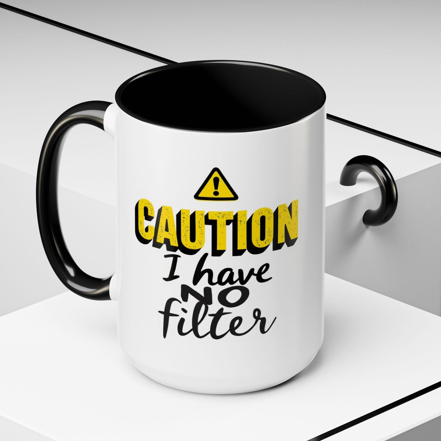 Caution No Filter Coffee Mug, Large 15oz