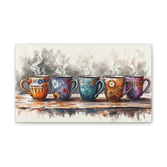 Coffee Mug Print Canvas Wall Art Print (3 of 3), 14” X 8”
