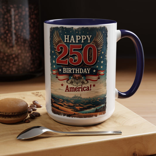 250th Birthday America Coffee Mug, Large 15oz