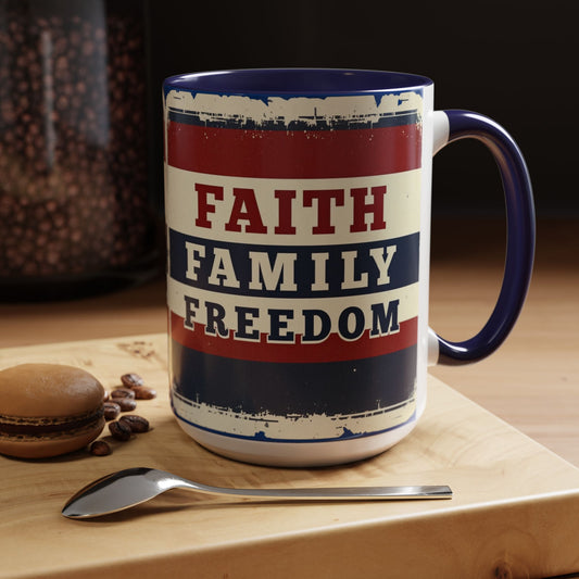 Faith Family Freedom Patriotic Coffee Mug, Large 15oz