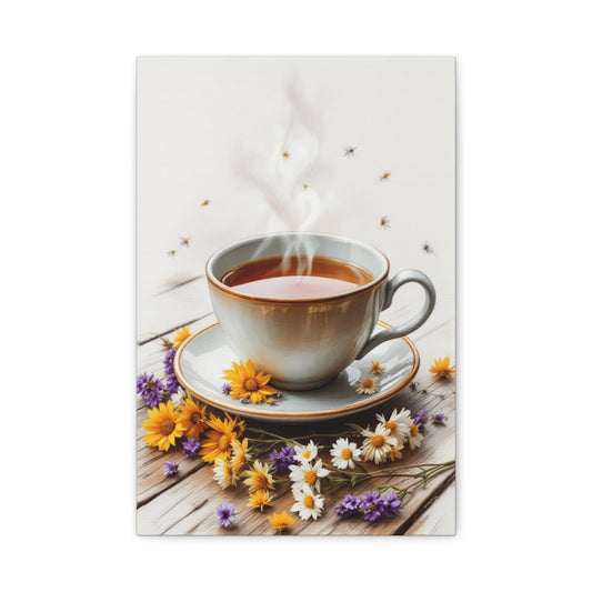 Floral Tea Time Canvas Wall Art Print, 12” X 18”