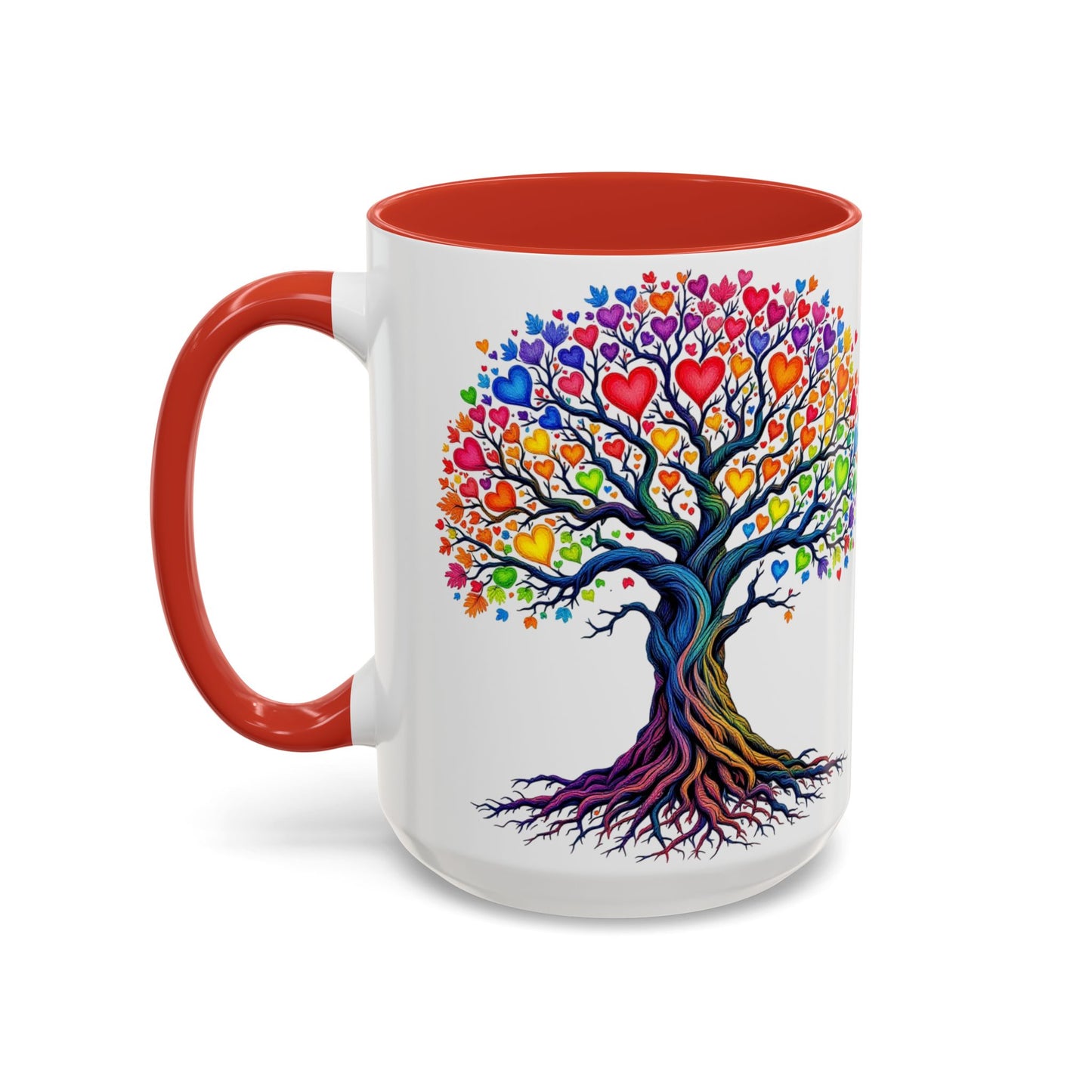 Rainbow Heart Tree Mug, Large 15oz