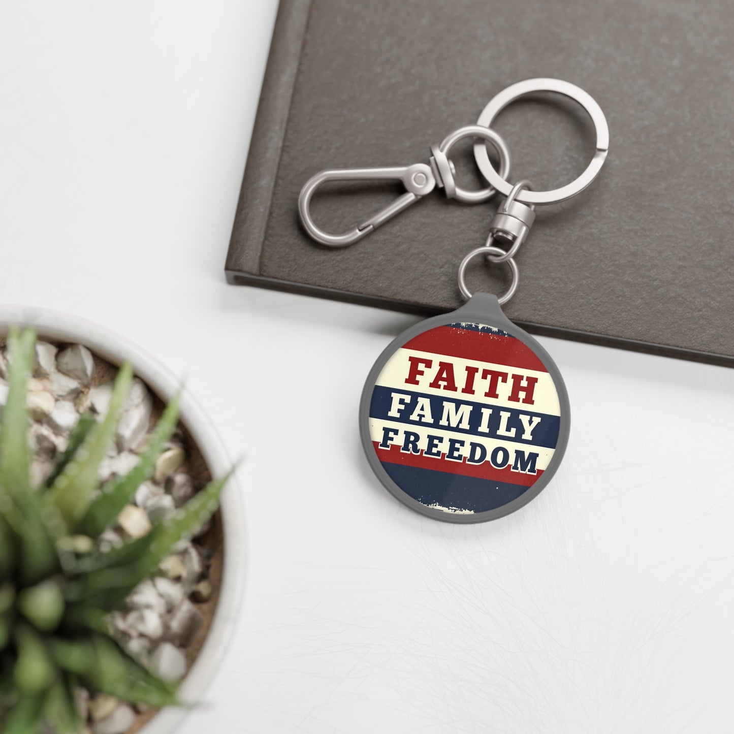 Faith Family Freedom Keyring Tag