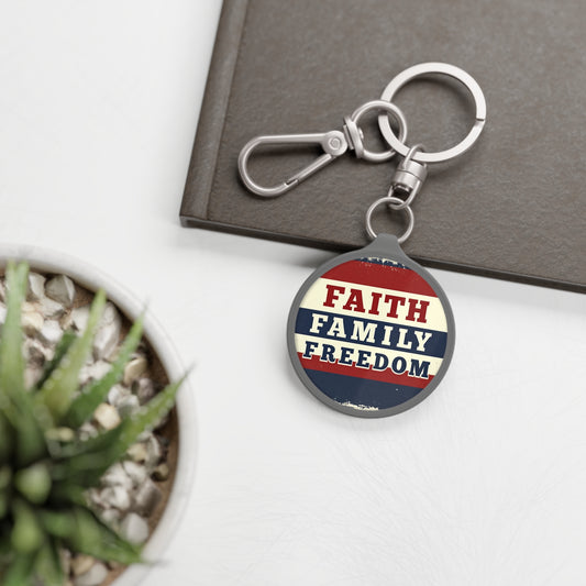 Faith Family Freedom Keyring Tag