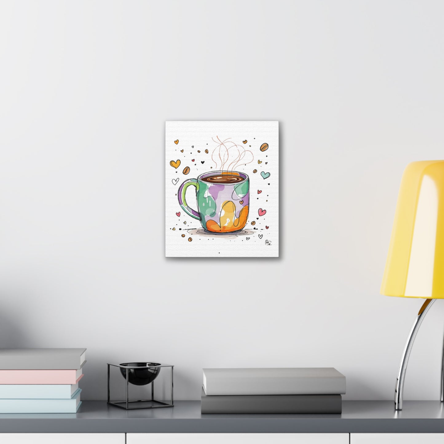 Colorful Mug Canvas Wall Art Print, 10" X 12"