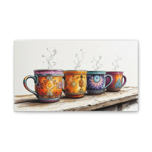 Coffee Mug Print Canvas Wall Art Print (1 of 3), 14" X 8"