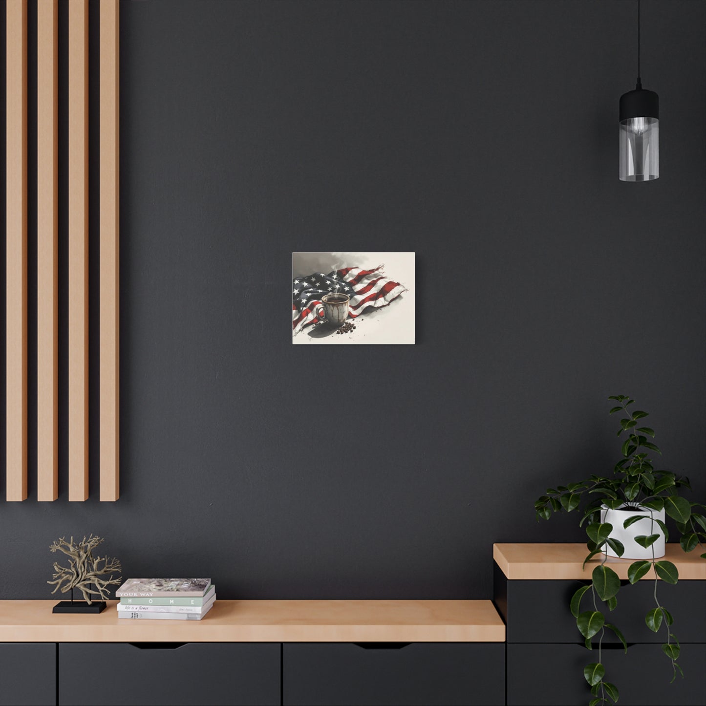Coffee, Patriotic American Flag Canvas Wall Art, American Flag Coffee Print, 12” X 16”