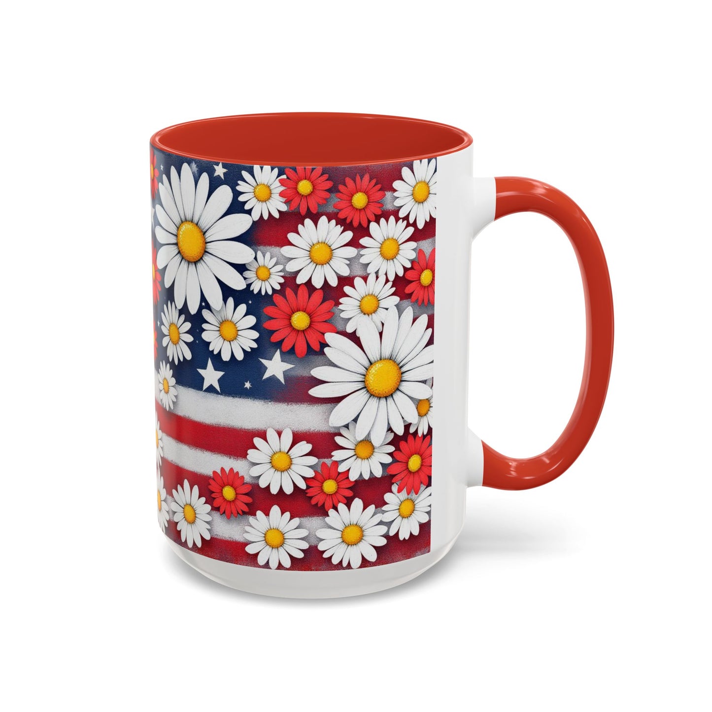 Patriotic Floral Coffee Mug, Large 15oz