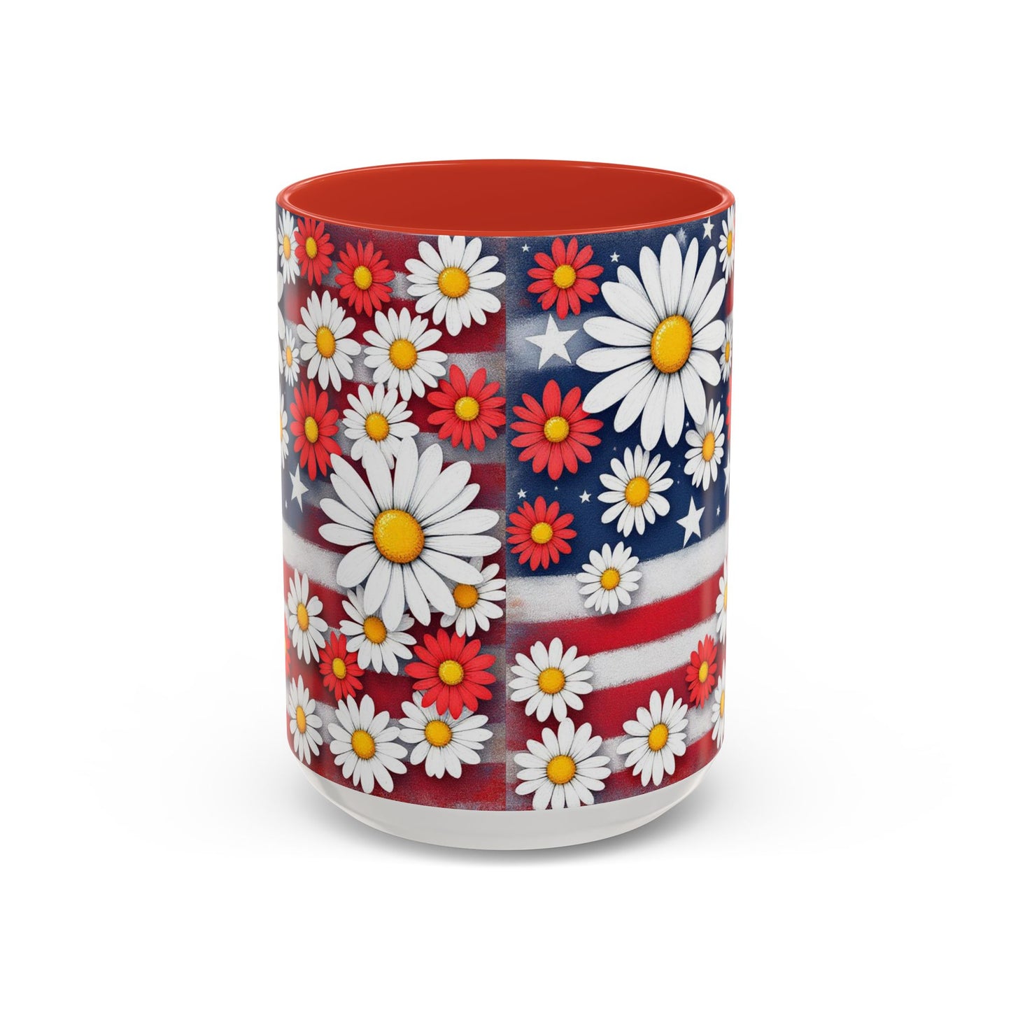 Patriotic Floral Coffee Mug, Large 15oz