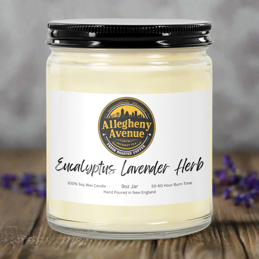 Eucalyptus Lavender Herb 9oz Hand Poured Jar Candle - Allegheny Avenue