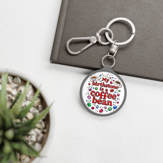 Coffee Bean Birthstone Keyring Tag