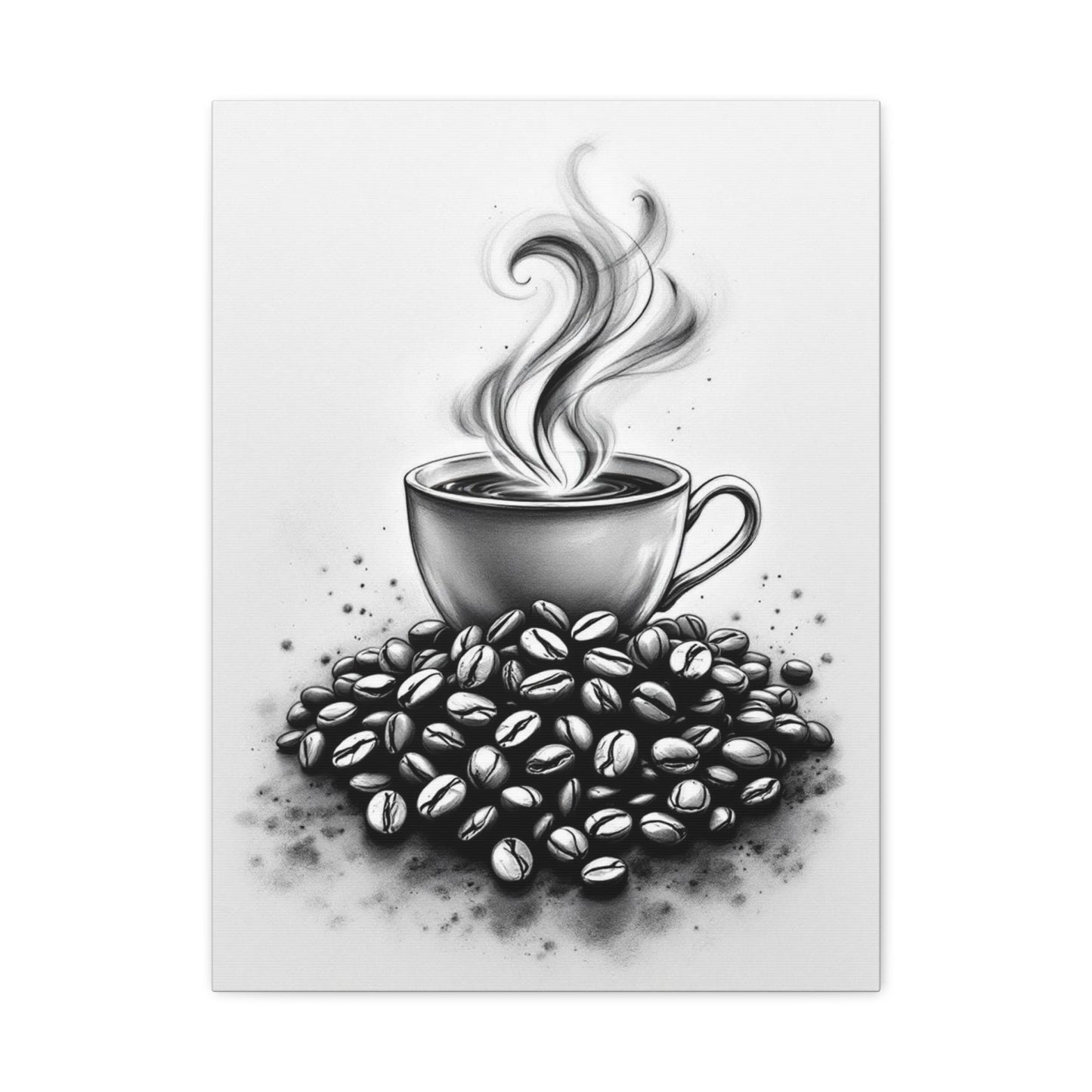 Coffee Art Matte Wall Art Canvas Print, Black and White Wall Art, Coffee Shop Decor, 18" X 24"