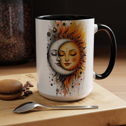 Celestial Sun and Moon Coffee Mug, Large 15oz
