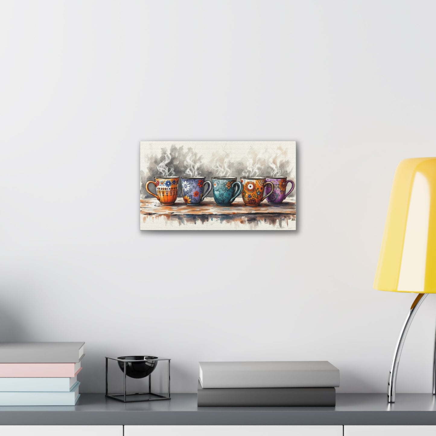 Coffee Mug Print Canvas Wall Art Print (3 of 3), 14” X 8”