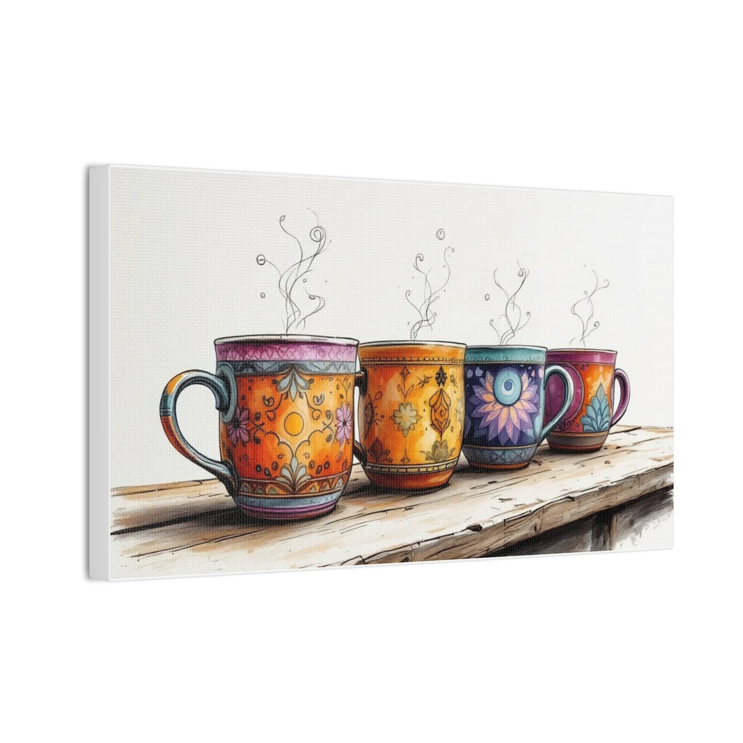 Coffee Mug Print Canvas Wall Art Print (1 of 3), 14" X 8"