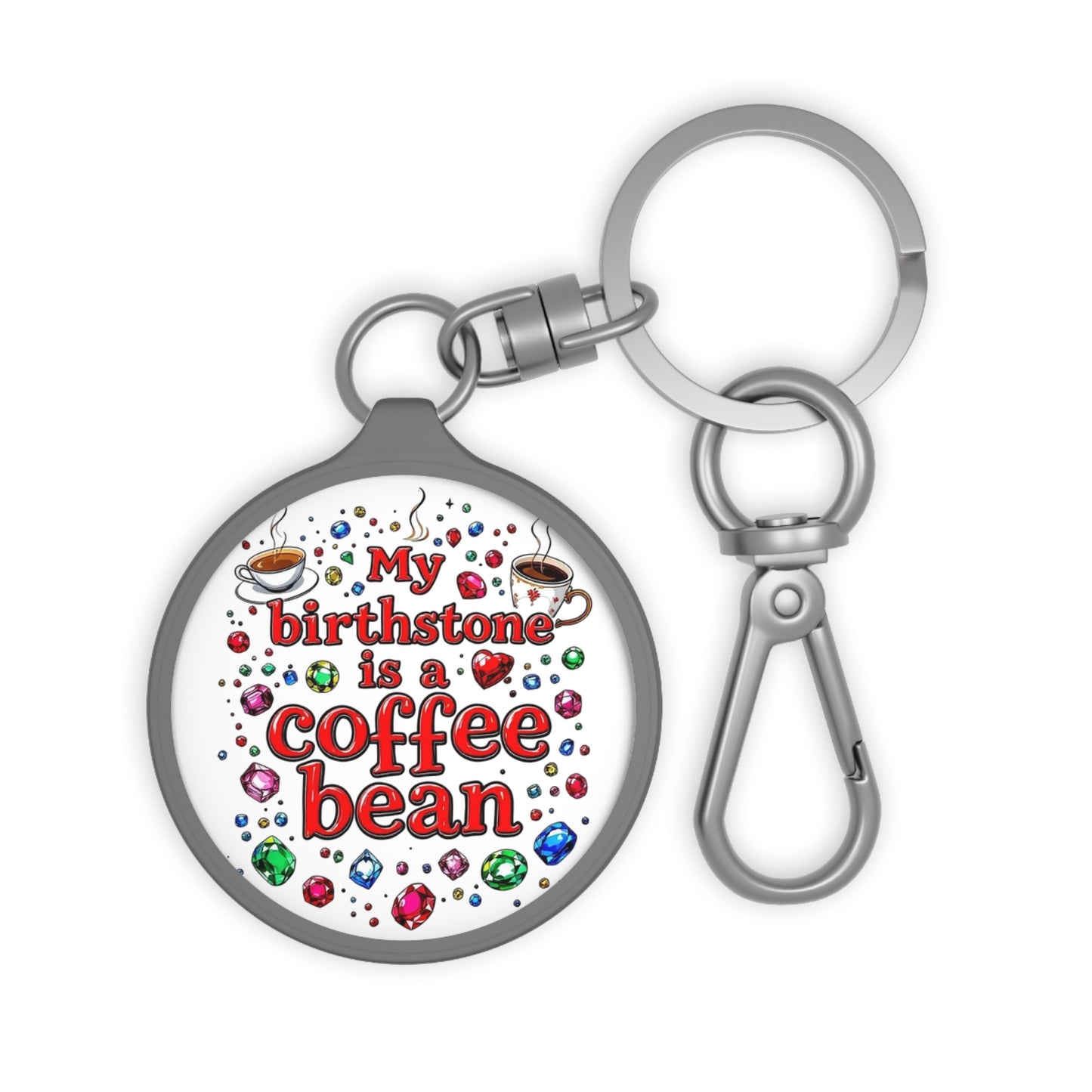 Coffee Bean Birthstone Keyring Tag