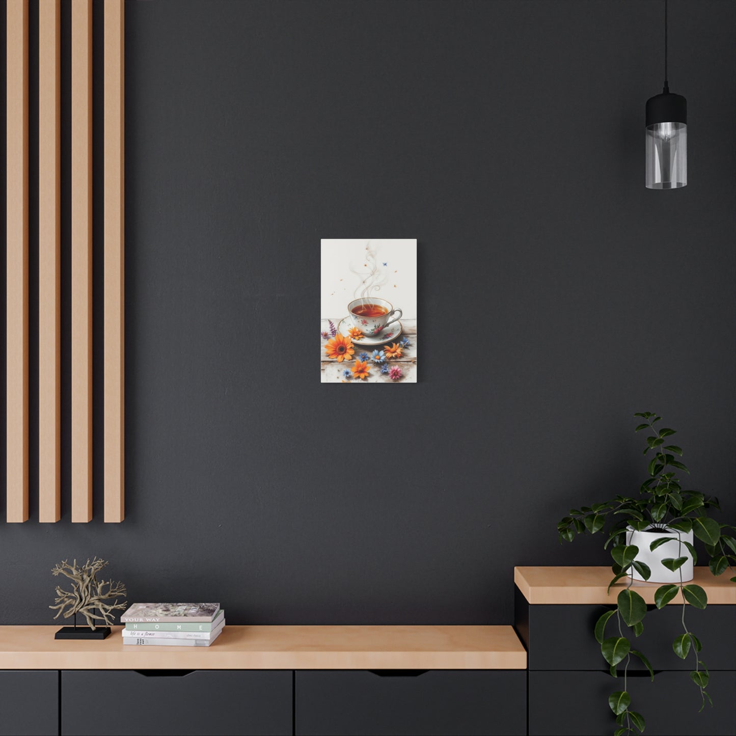 Floral Tea Canvas Wall Art Print, 12” X 18”