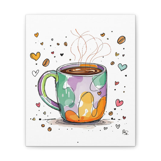 Colorful Mug Canvas Wall Art Print, 10" X 12"