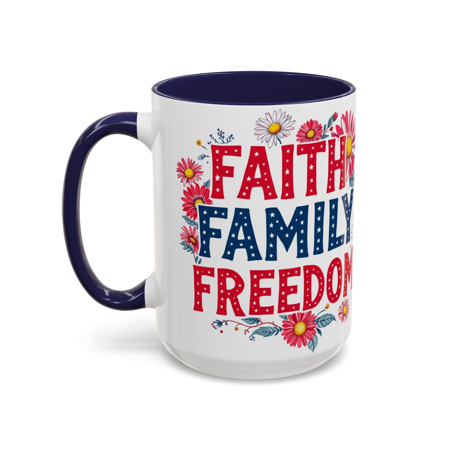 Faith Family Freedom Floral Coffee Mug, Large 15oz