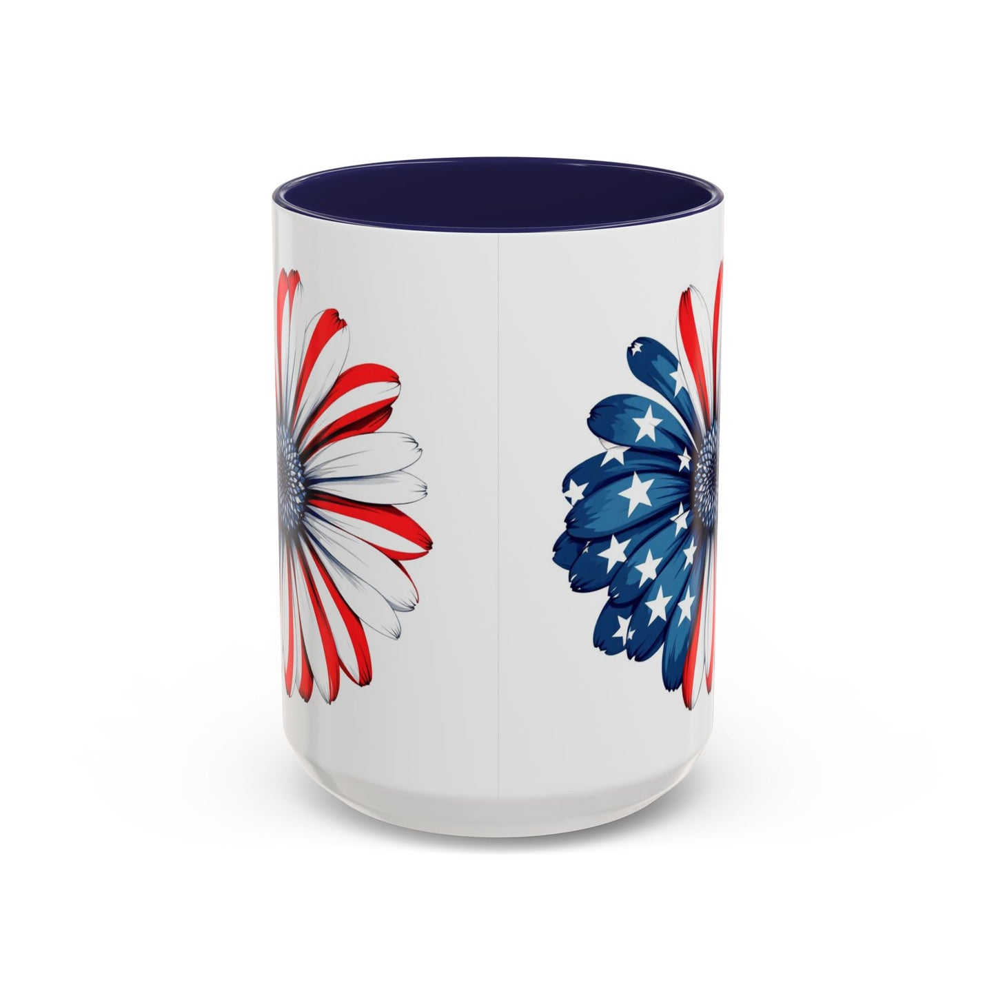 Red, White and Blue Daisy Coffee Mug, Large 15oz