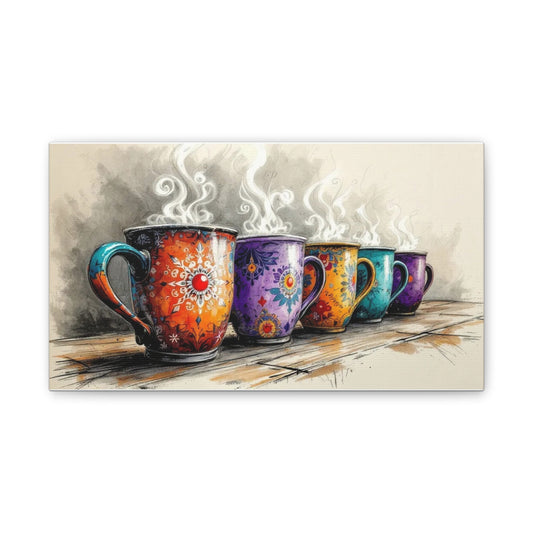 Coffee Mug Canvas Wall Art Print (2 of 3), 14" X 8"