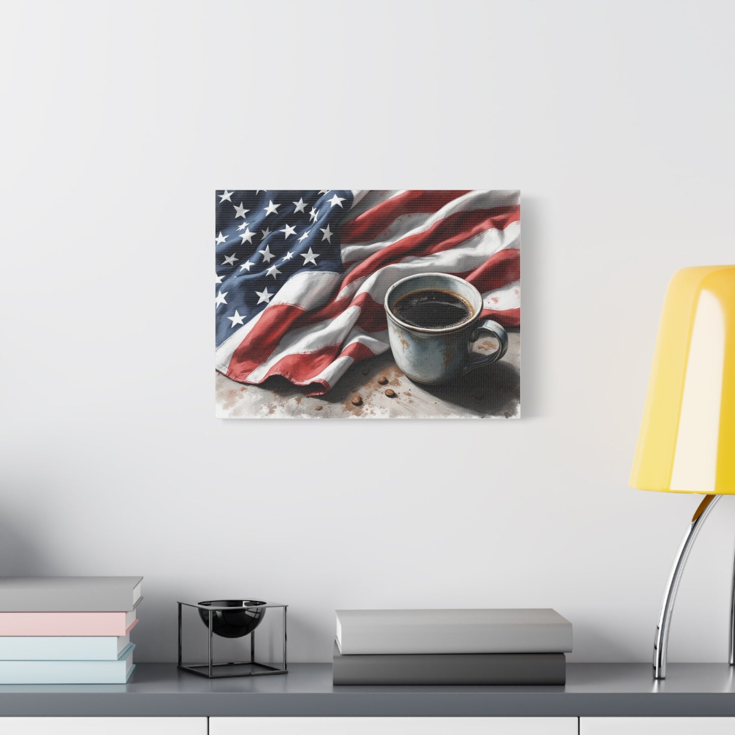 American Flag, Patriotic Canvas Wall Art Print, 16” X 12”