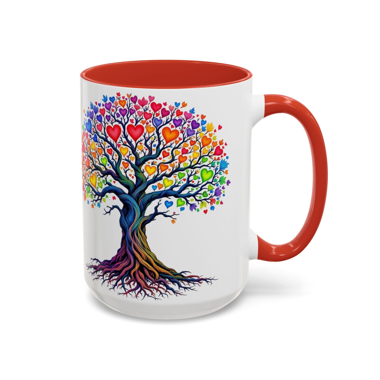 Rainbow Heart Tree Mug, Large 15oz