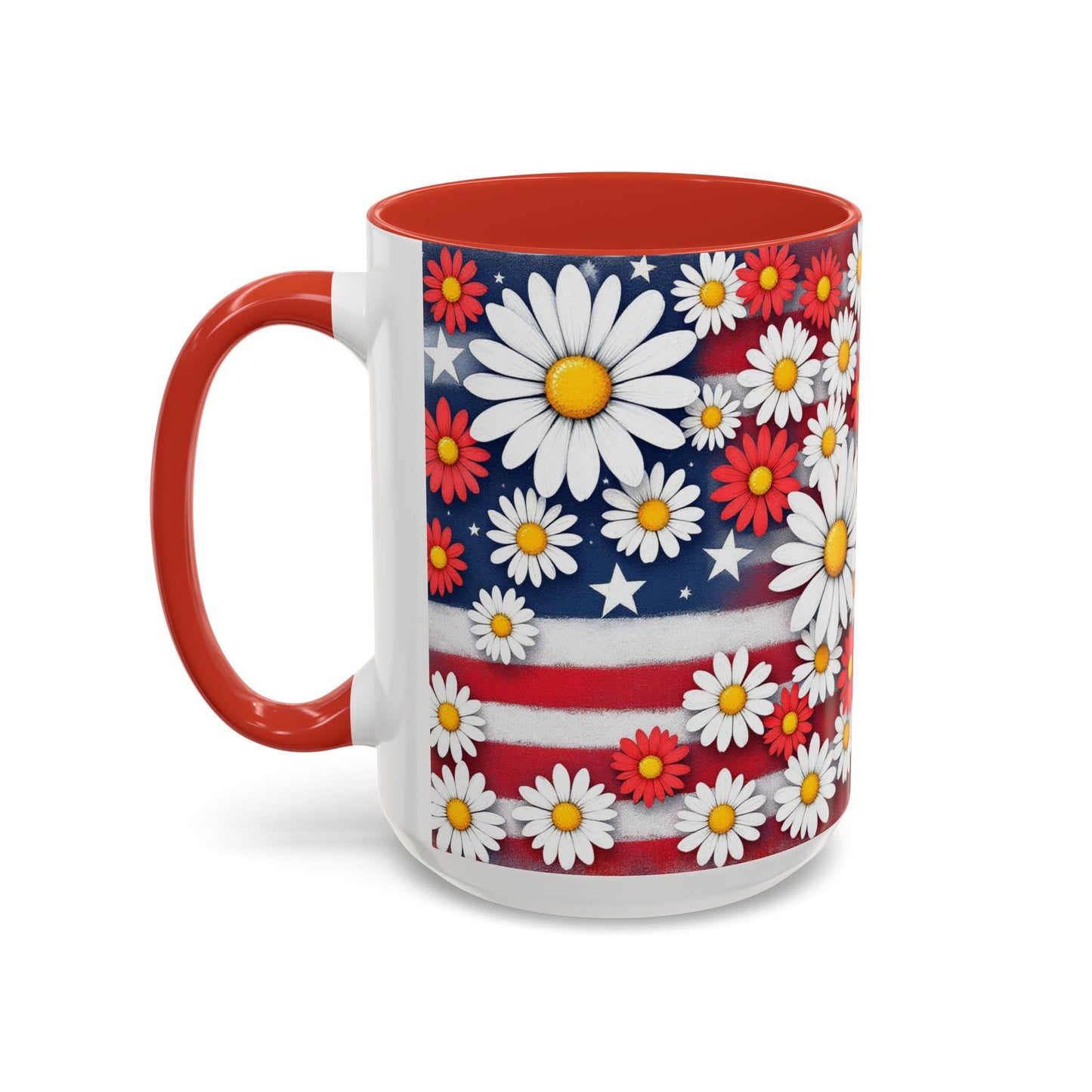 Patriotic Floral Coffee Mug, Large 15oz