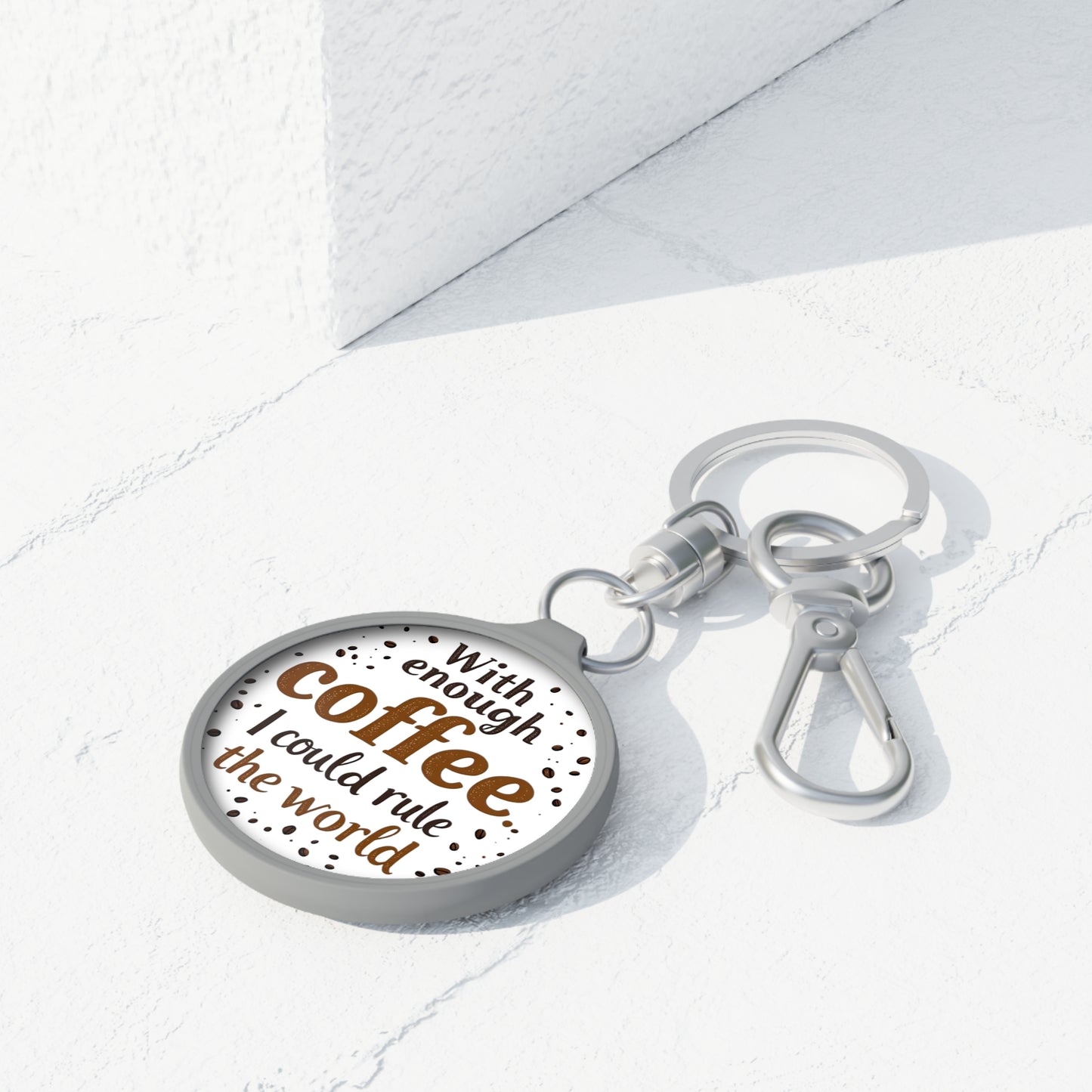 With Enough Coffee I Could Rule the World Keyring Tag