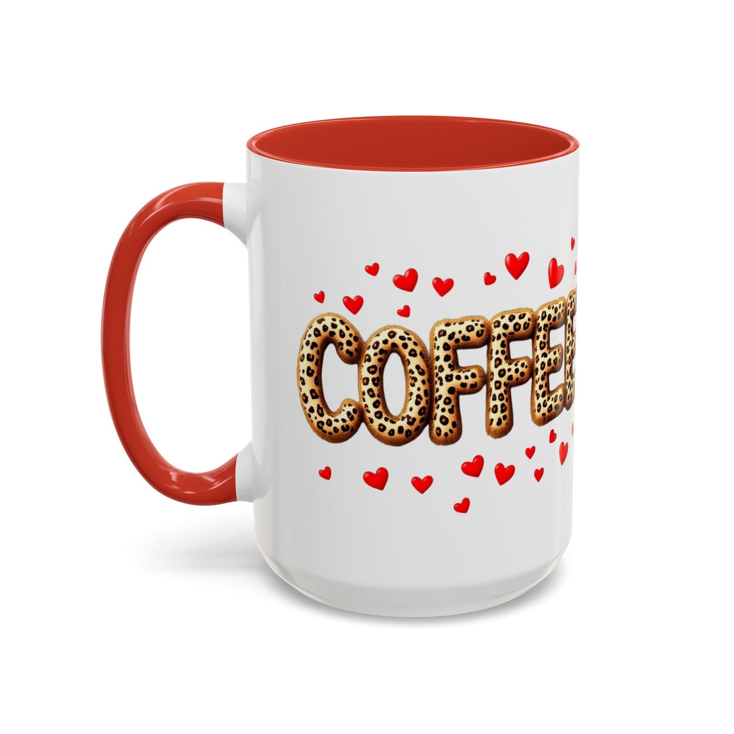Leopard Print Coffee Mug with Hearts, Large 15oz