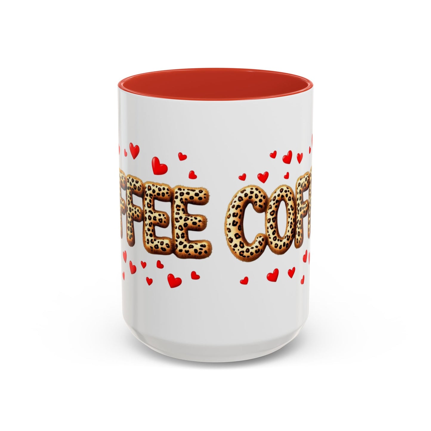 Leopard Print Coffee Mug with Hearts, Large 15oz