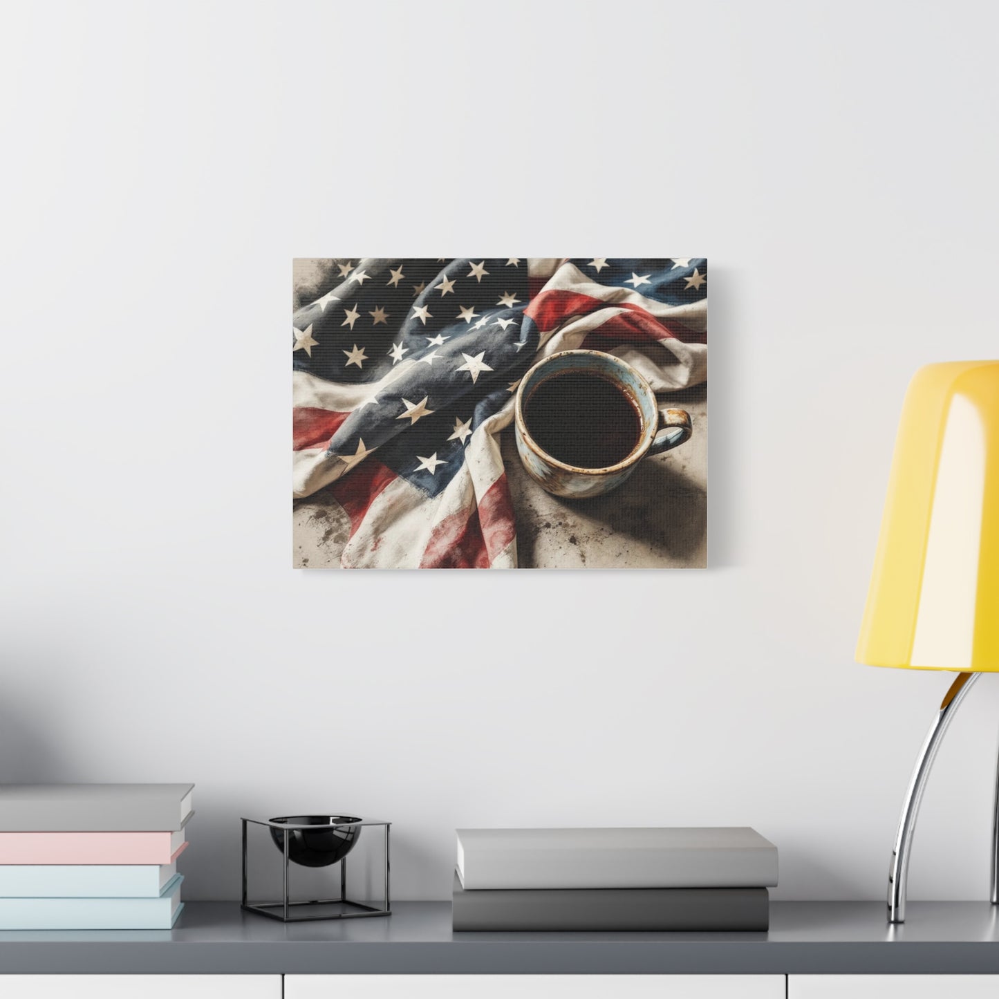 Patriotic American Flag, Coffee Canvas Wall Art Print, 16” X 12”